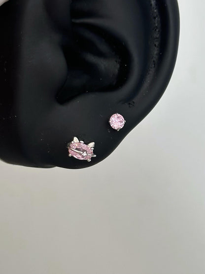 Pink Crystal Cat Ear Stud