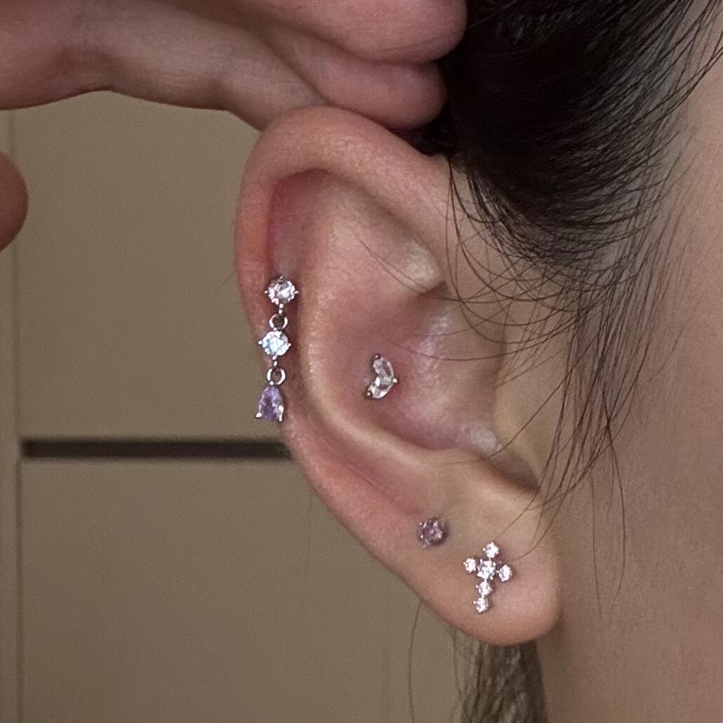 Delicate Zircon Ear Piercing Set
