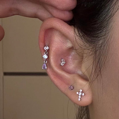 Delicate Zircon Ear Piercing Set