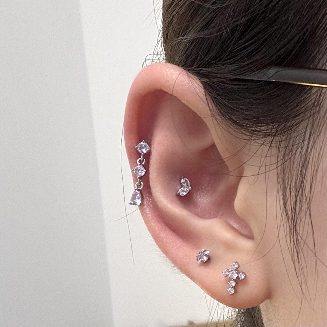 Delicate Zircon Ear Piercing Set