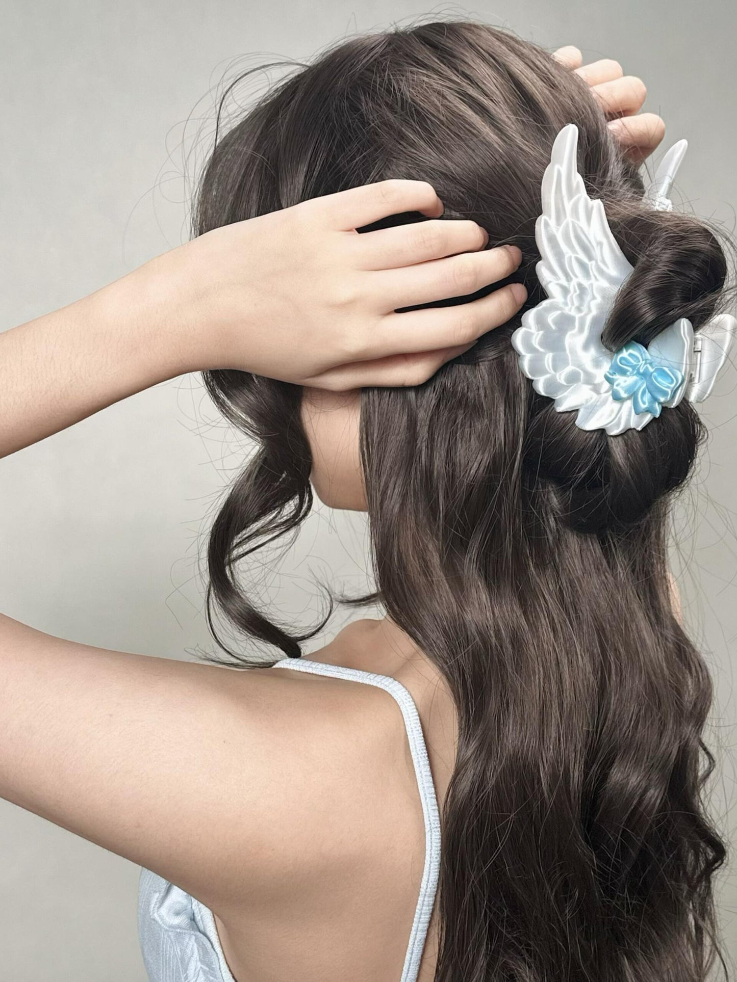 Ribboned Angel Wings Hair Clip