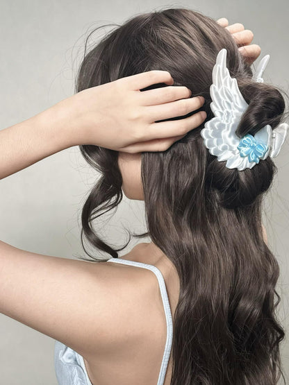 Ribboned Angel Wings Hair Clip