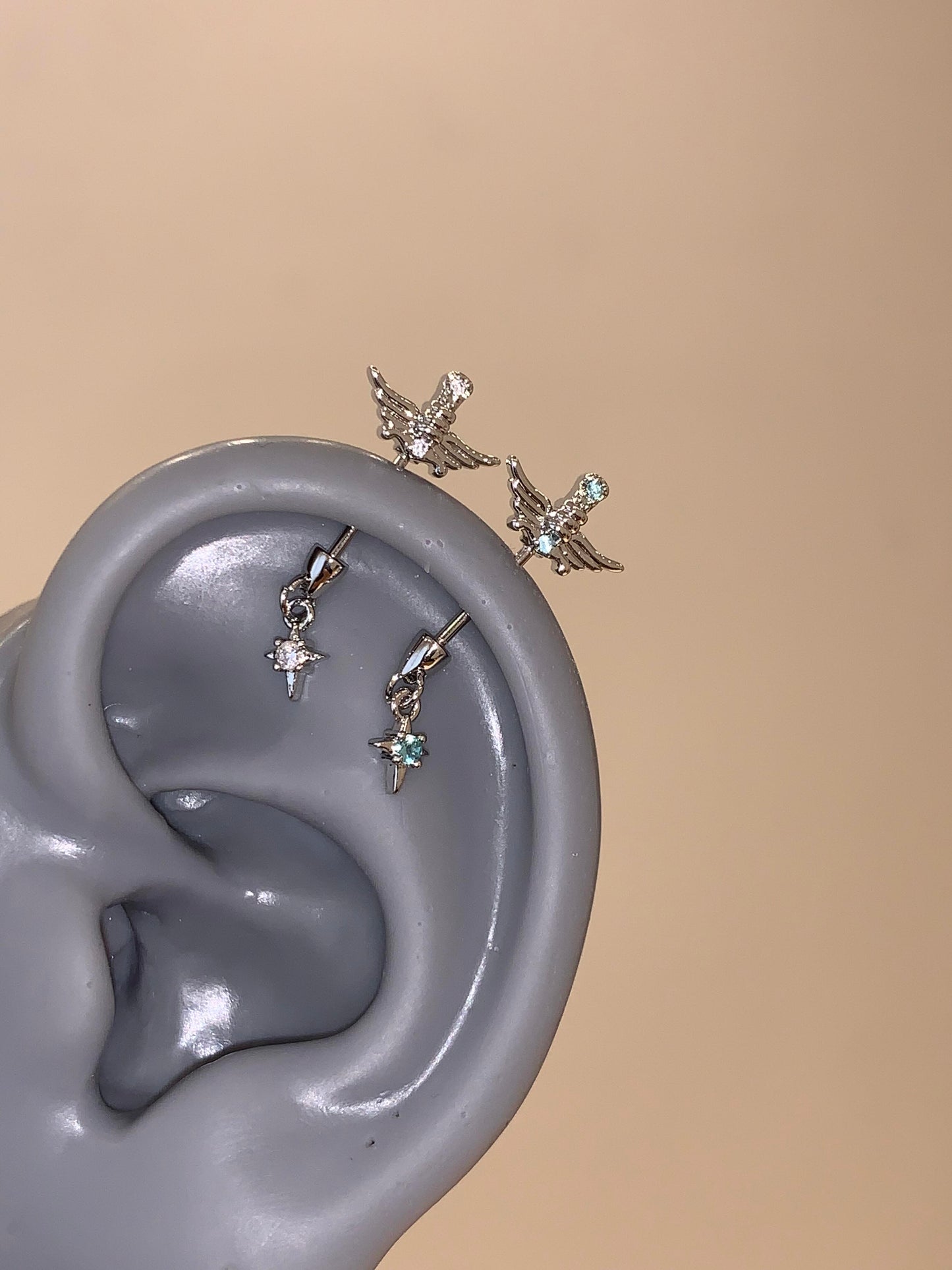 Blue Divine Crusader Vertical Helix Earring
