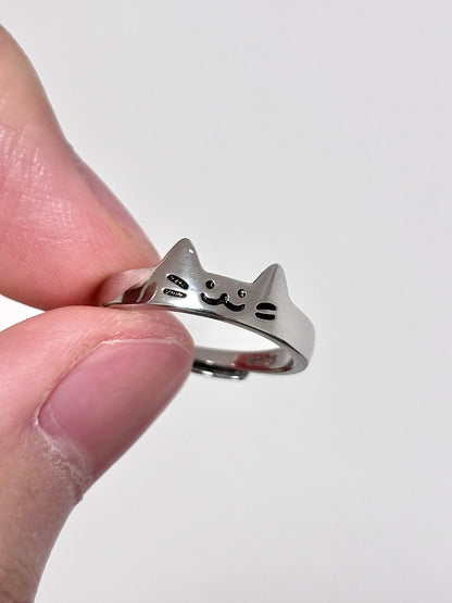 Silver Kitty & Pup Ring