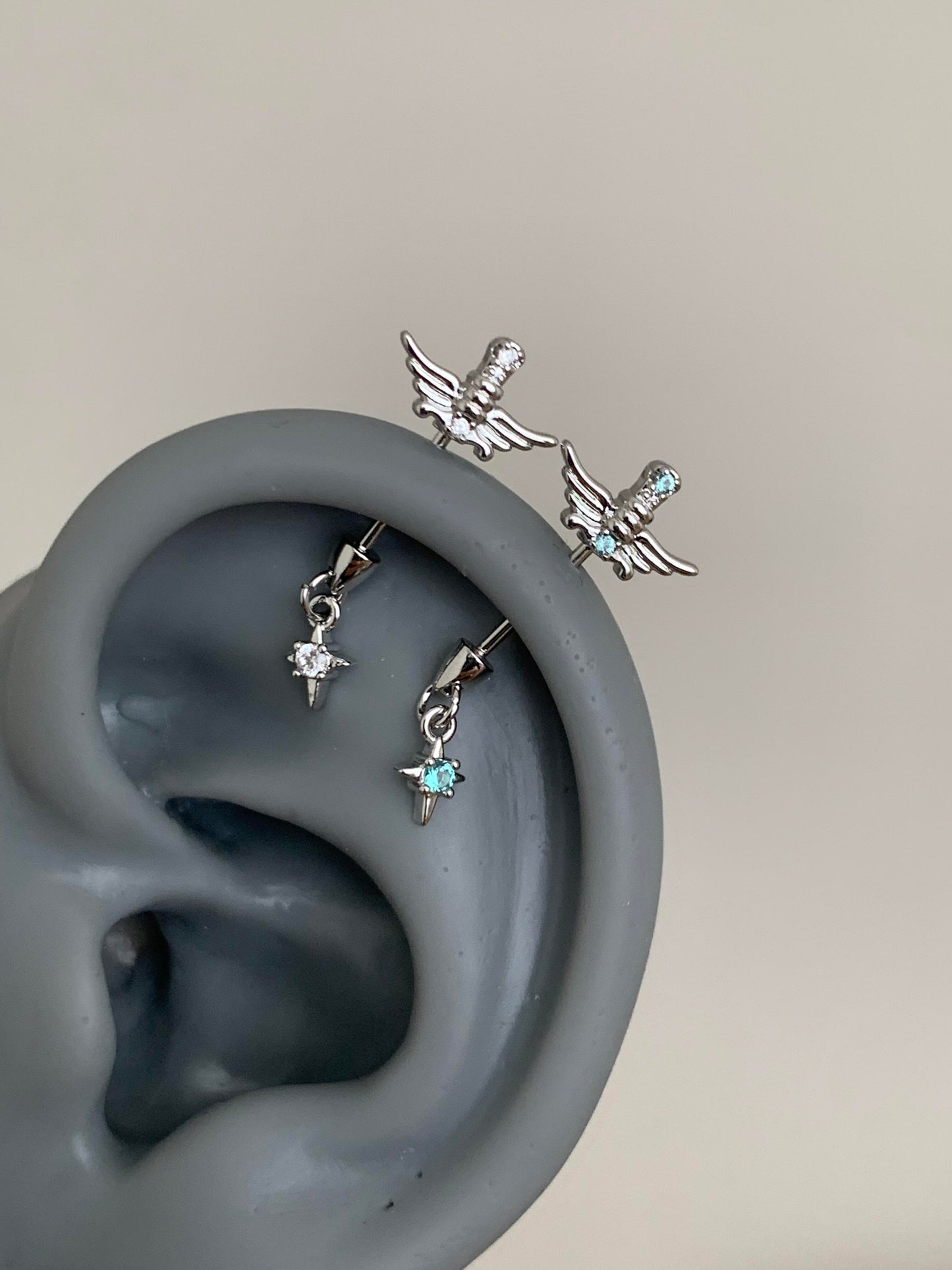 Blue Divine Crusader Vertical Helix Earring