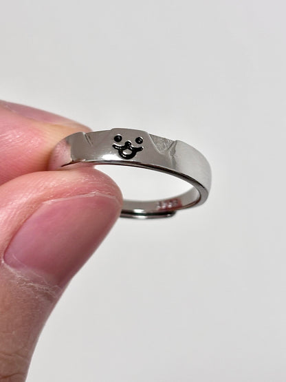 Silver Kitty & Pup Ring