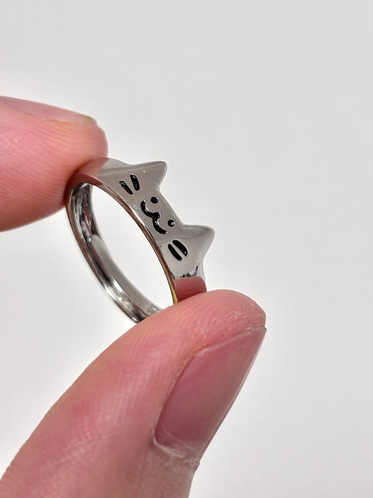 Silver Kitty & Pup Ring