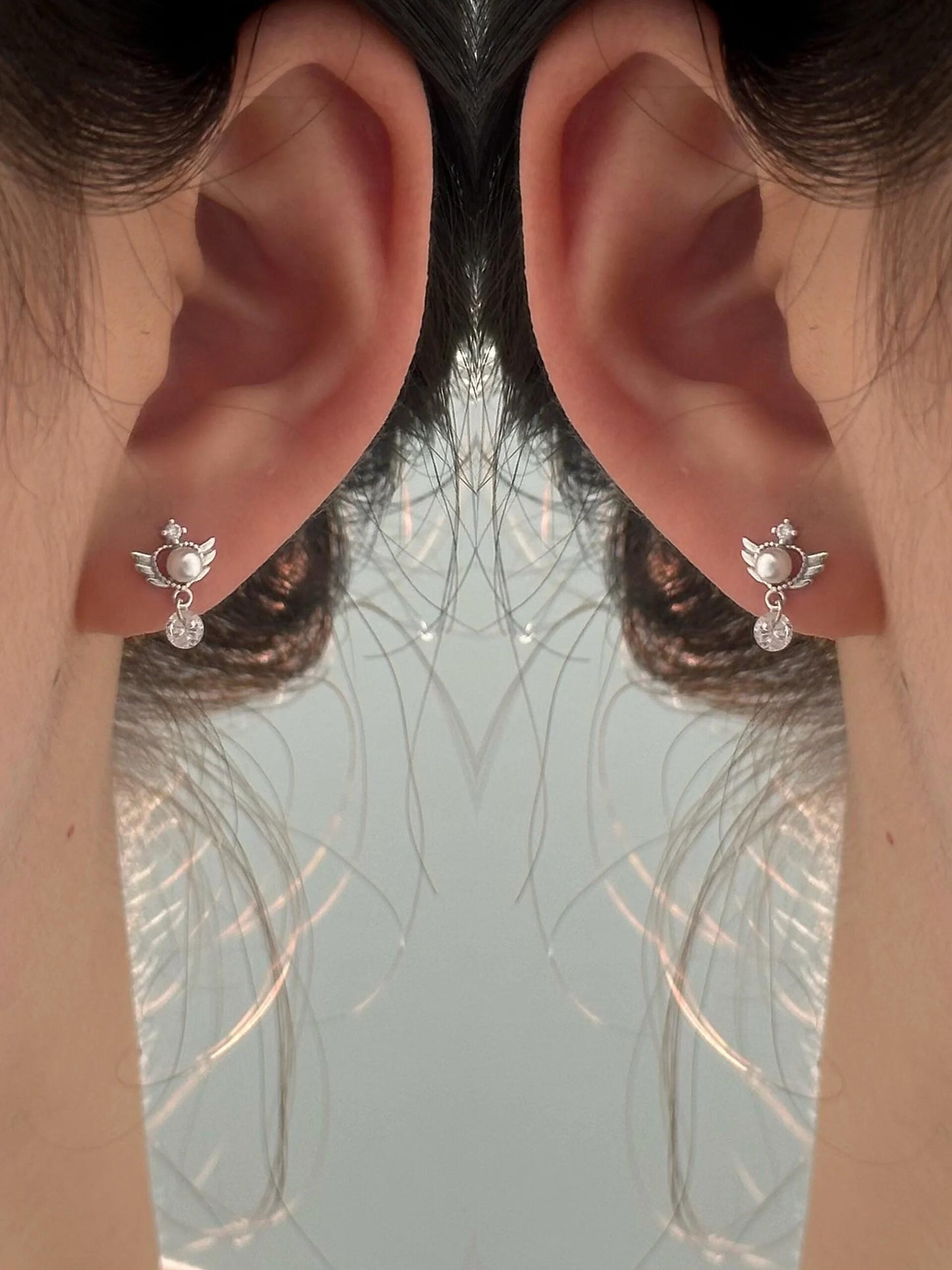 Clow Wing Pearl Drop Earring