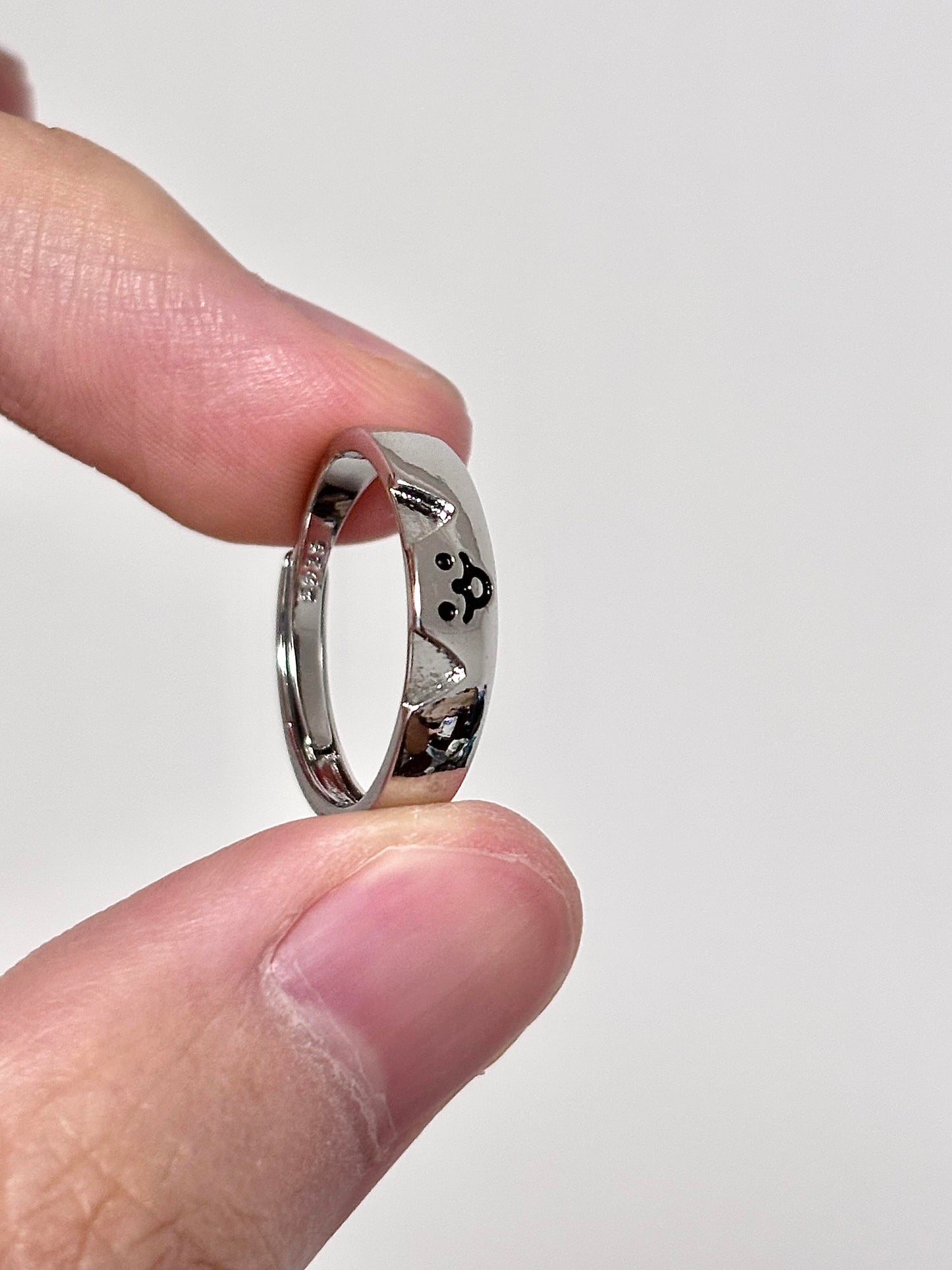 Silver Kitty & Pup Ring