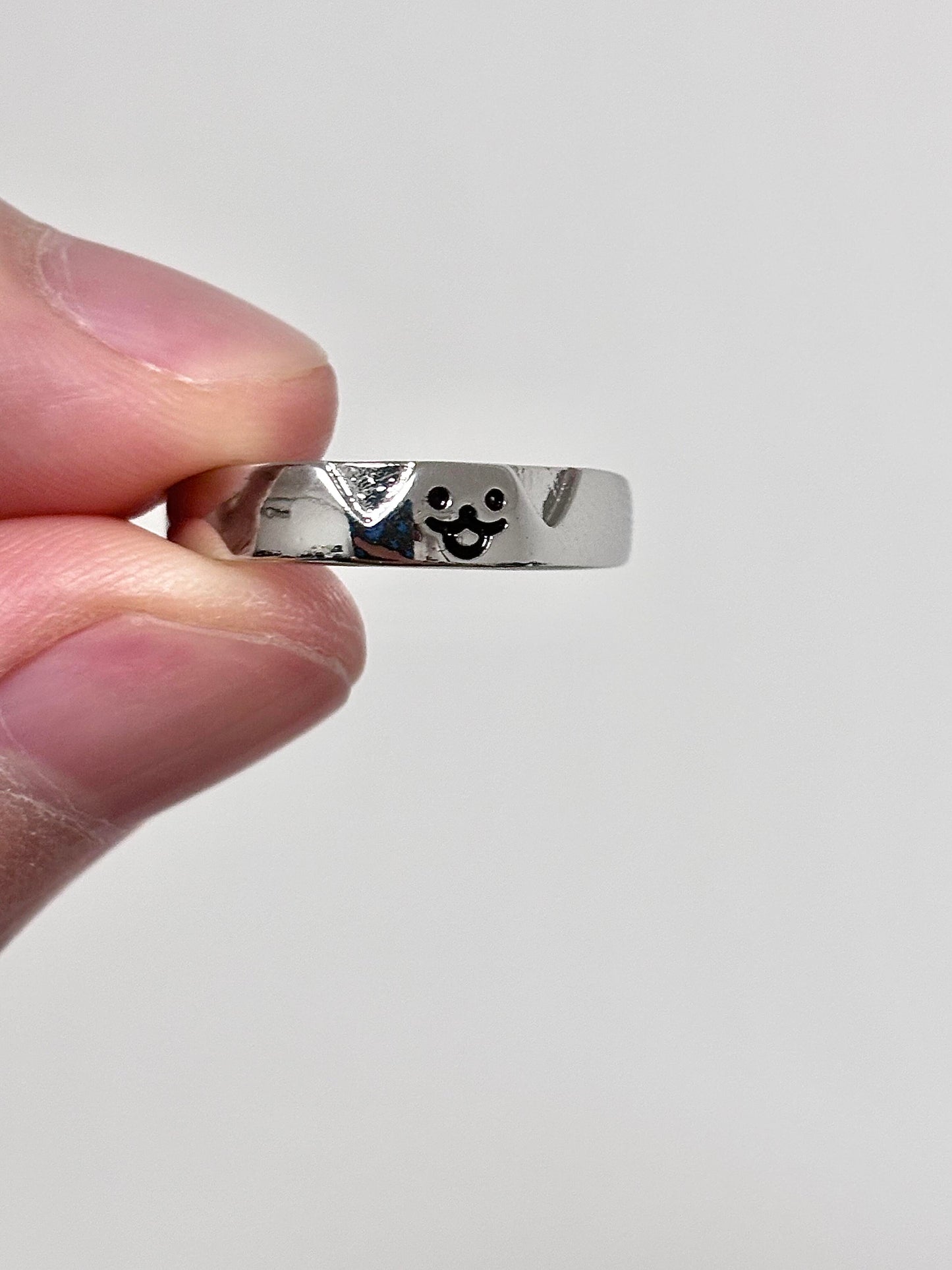 Silver Kitty & Pup Ring