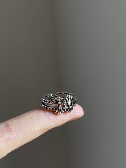 Silver Double Cross Ring