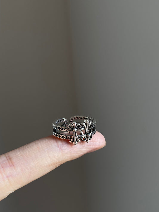 Silver Double Cross Ring