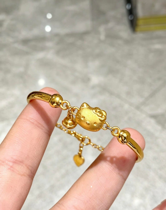 Delicate Gold Cat Bangle