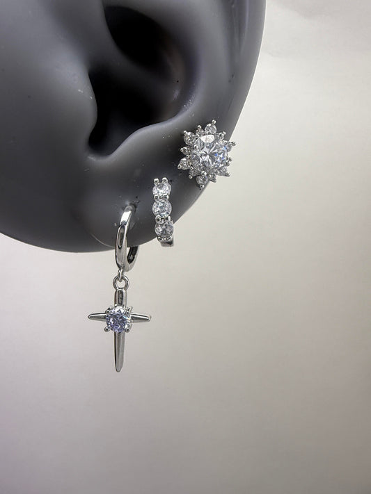 Sparkle Cross Ear Stack Set