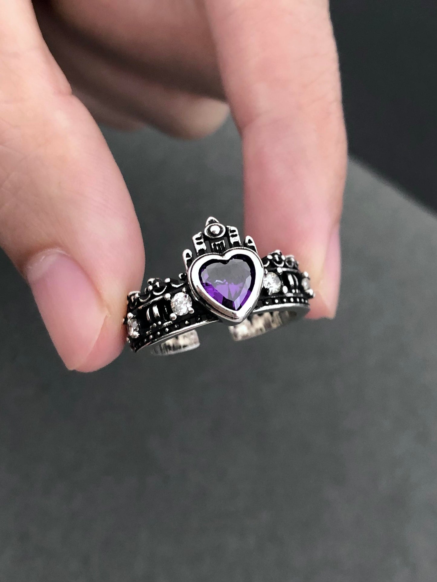 Royal Amethyst Heart Ring