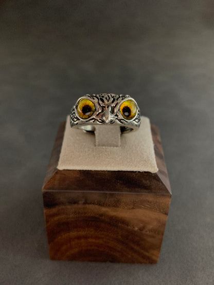Midnight Sentinel Owl Ring