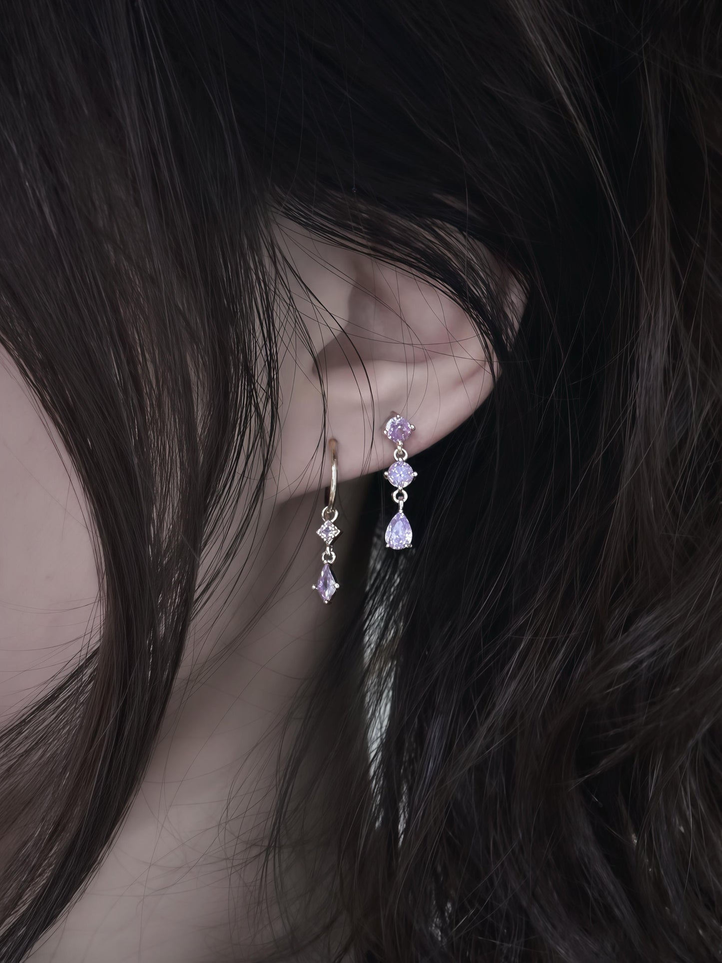 Grape Crystal Drop Earrings