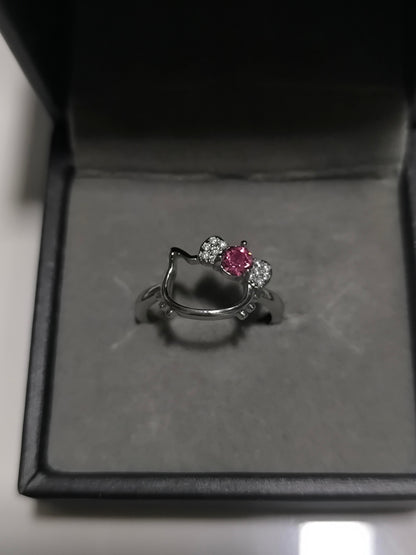 Crystal Charm H Kitty Ring