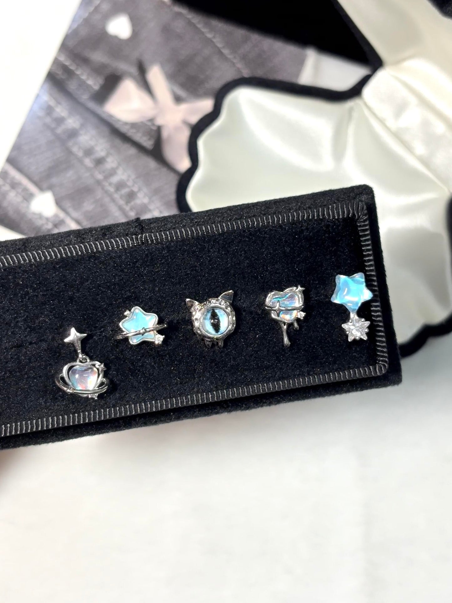 Silver Aurora Celestial Stud Earring Set