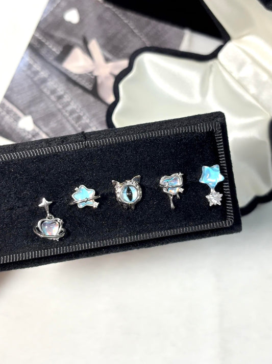 Silver Aurora Celestial Stud Earring Set