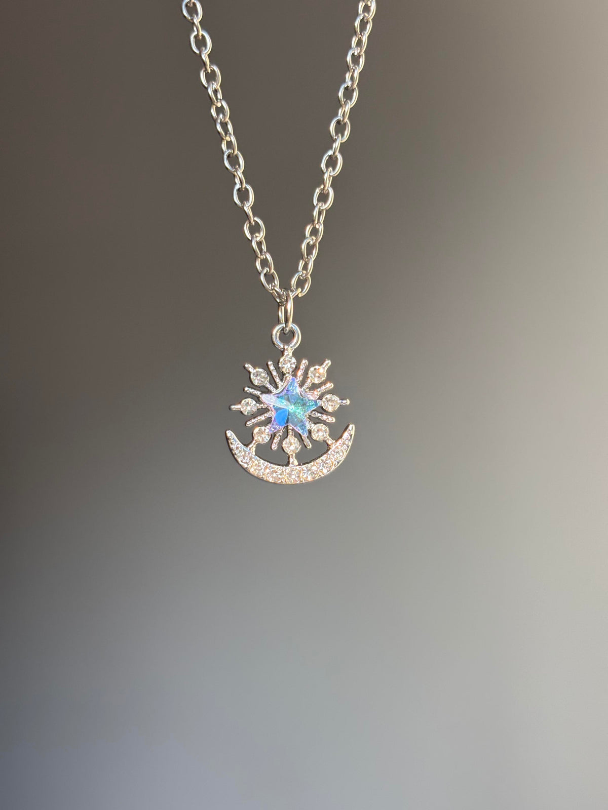 Iridescent Star Moon Necklace