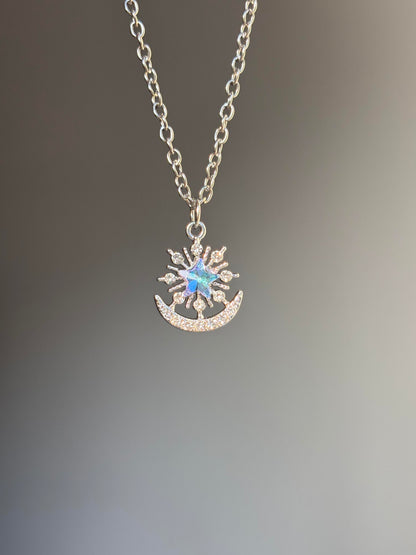 Iridescent Star Moon Necklace