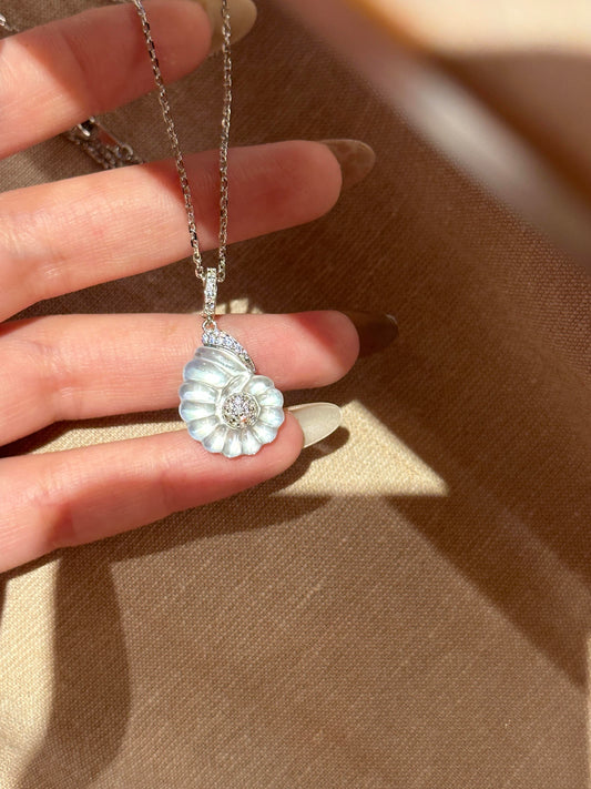 White Pearl Shell Crystal Necklace