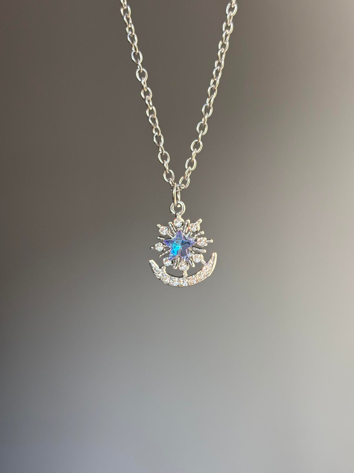 Iridescent Star Moon Necklace