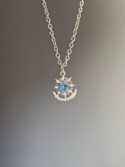 Iridescent Star Moon Necklace