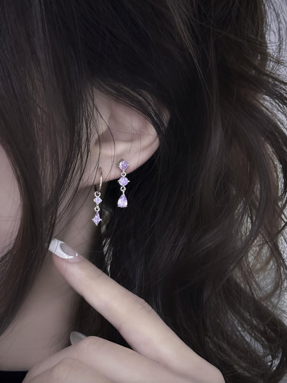 Grape Crystal Drop Earrings