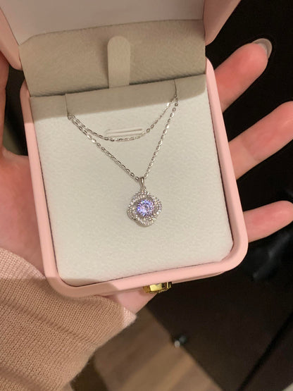 Purple Pave Halo Necklace