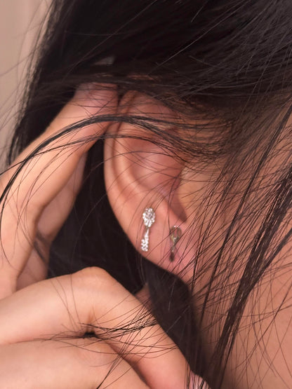 Silver Spoon and Fork Double Lobe Earring Stack