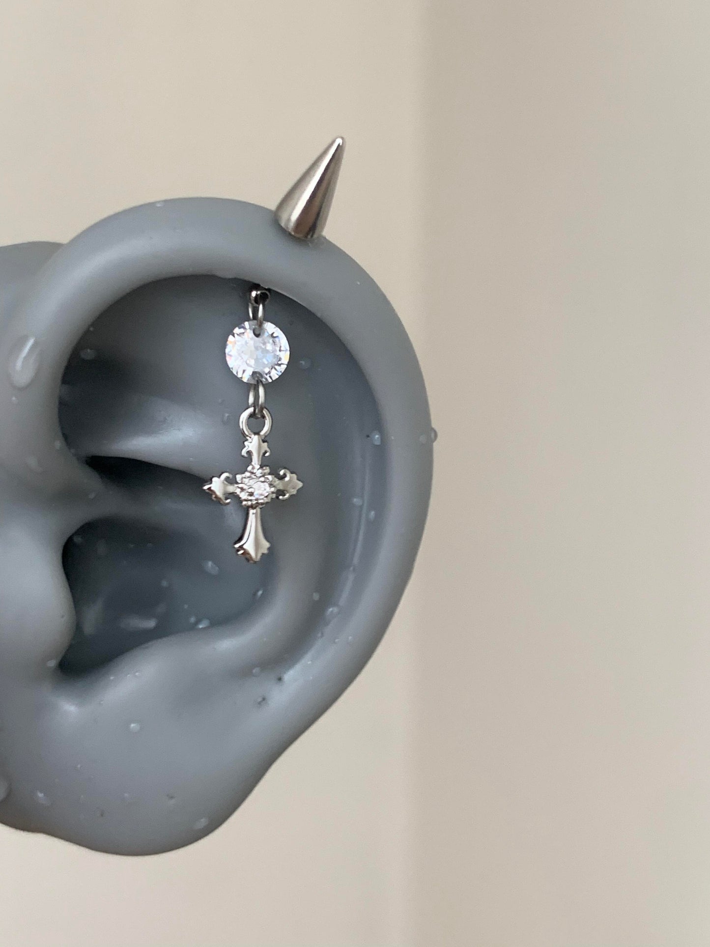 Cross Charm Spike Piercing