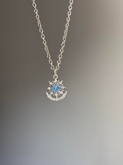 Iridescent Star Moon Necklace