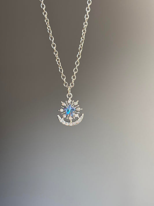 Iridescent Star Moon Necklace