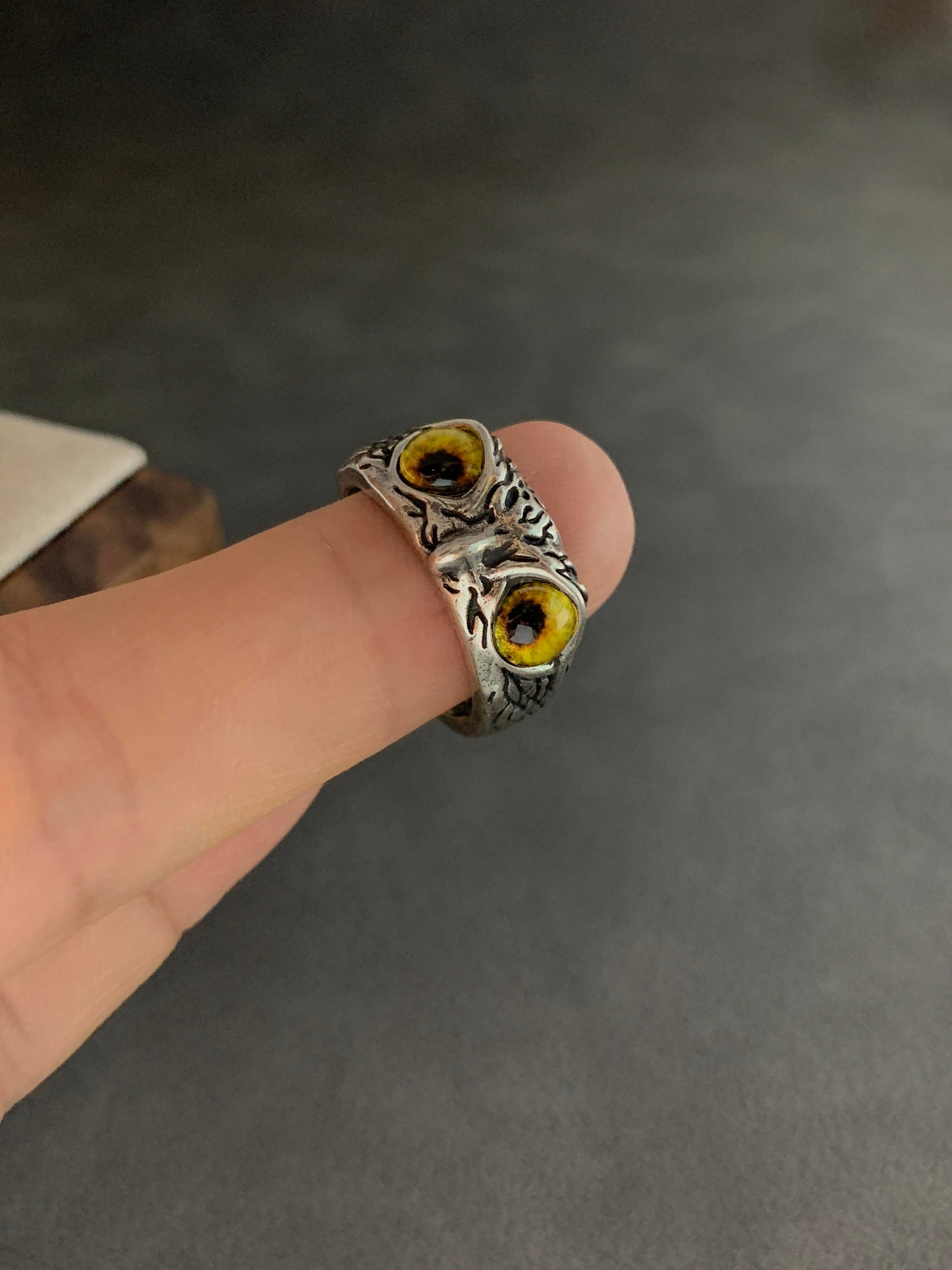 Midnight Sentinel Owl Ring