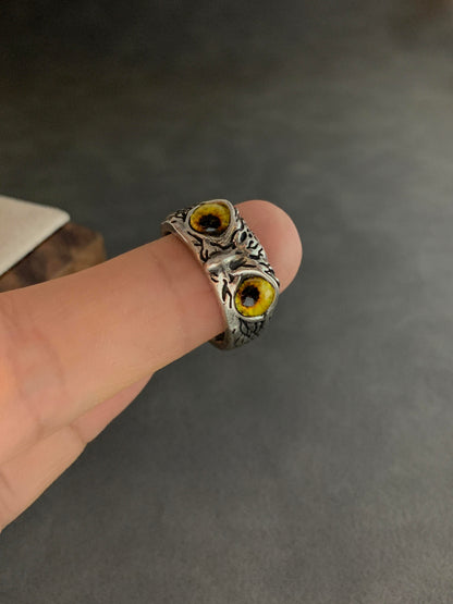 Midnight Sentinel Owl Ring