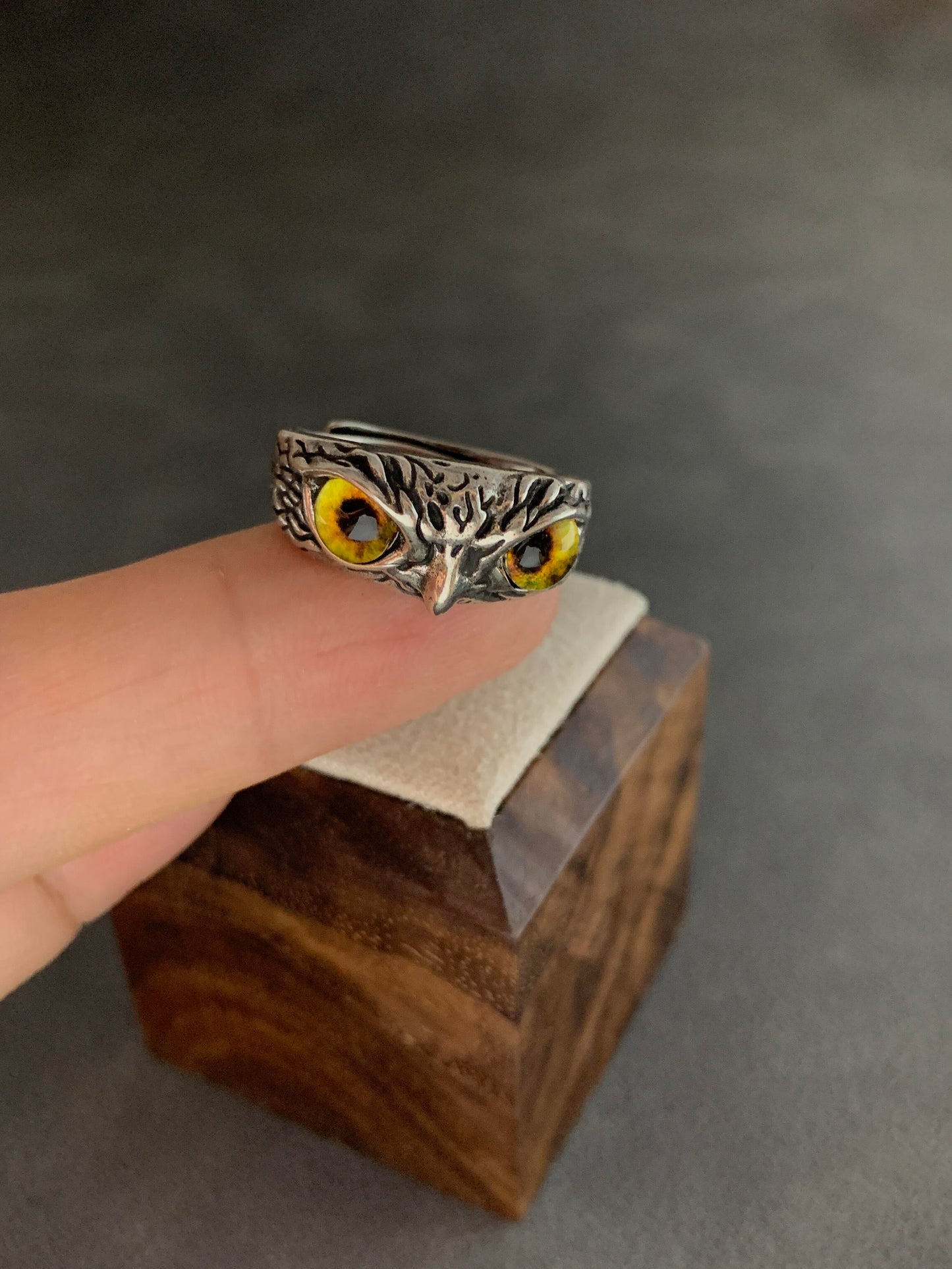 Midnight Sentinel Owl Ring