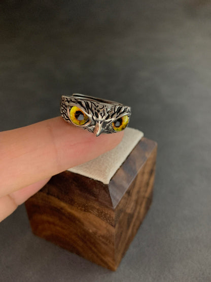 Midnight Sentinel Owl Ring
