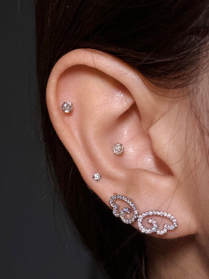 Crystal Scroll Earring Stack