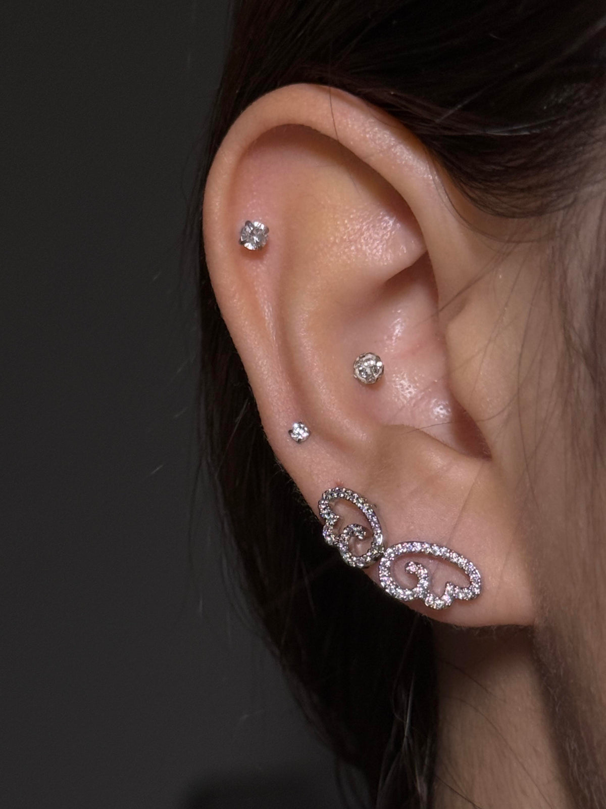 Crystal Scroll Earring Stack