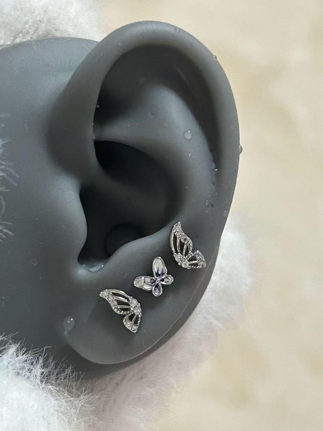Titanium Butterfly Trio Earrings