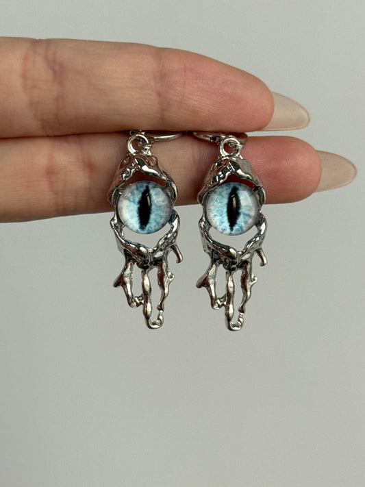 Silver Mystic Eye Drop Earrings