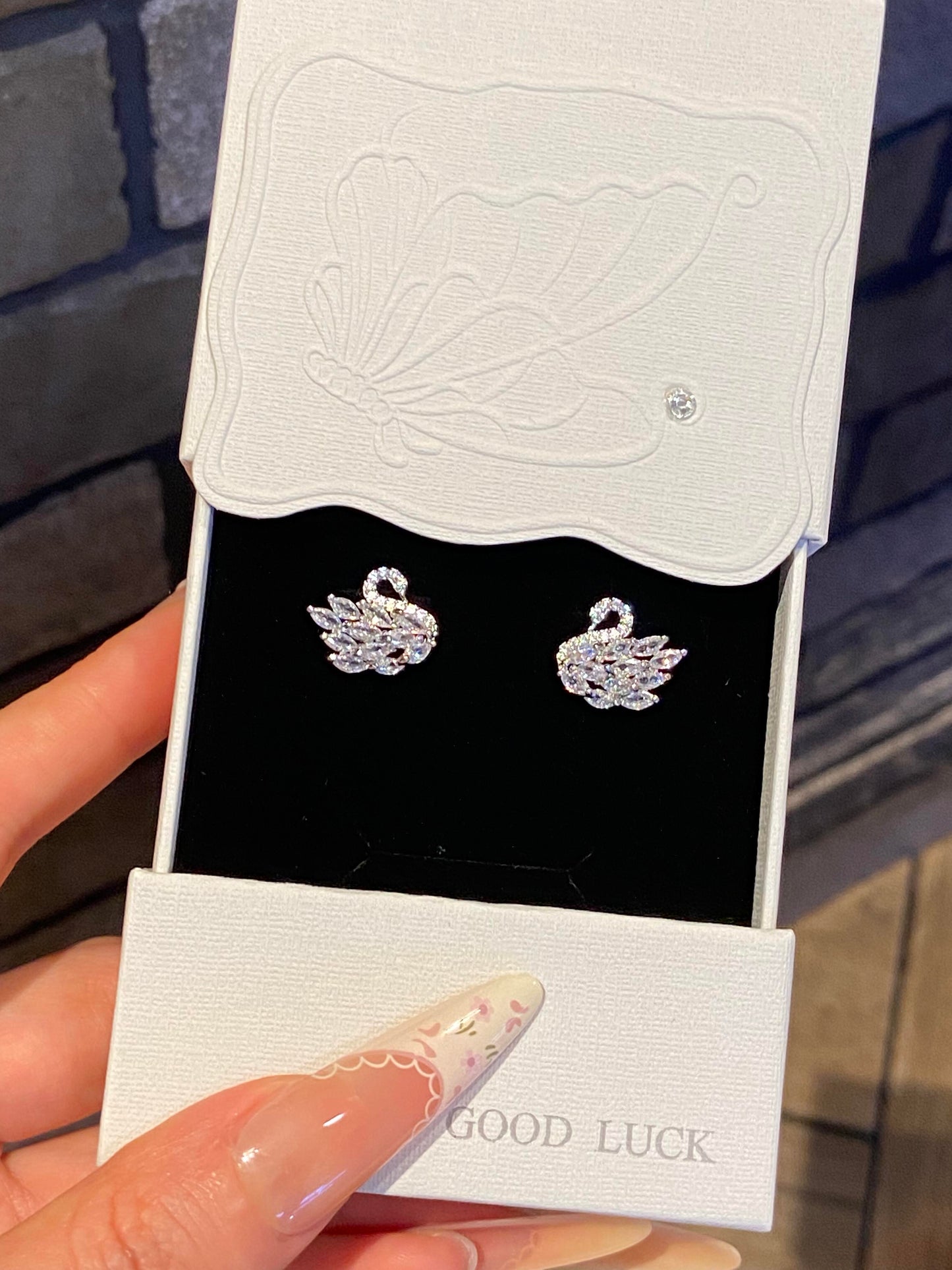 Crystal Grace Swan Earrings