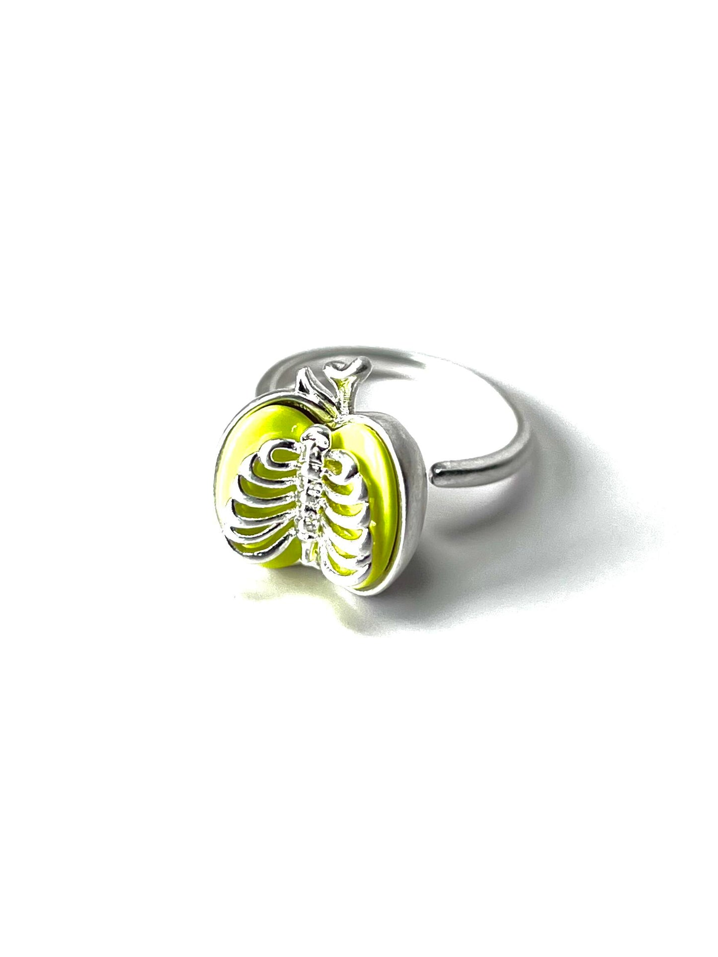 Green Apple Skeleton Ribcage Ring