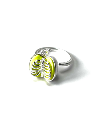 Green Apple Skeleton Ribcage Ring