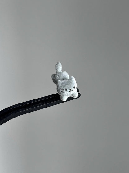 White Fluffy Kitty Stud Earrings