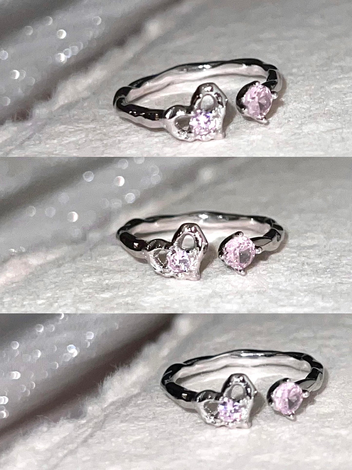 Pink Crystal Heart Ring