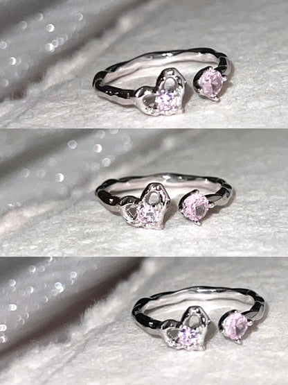 Pink Crystal Heart Ring