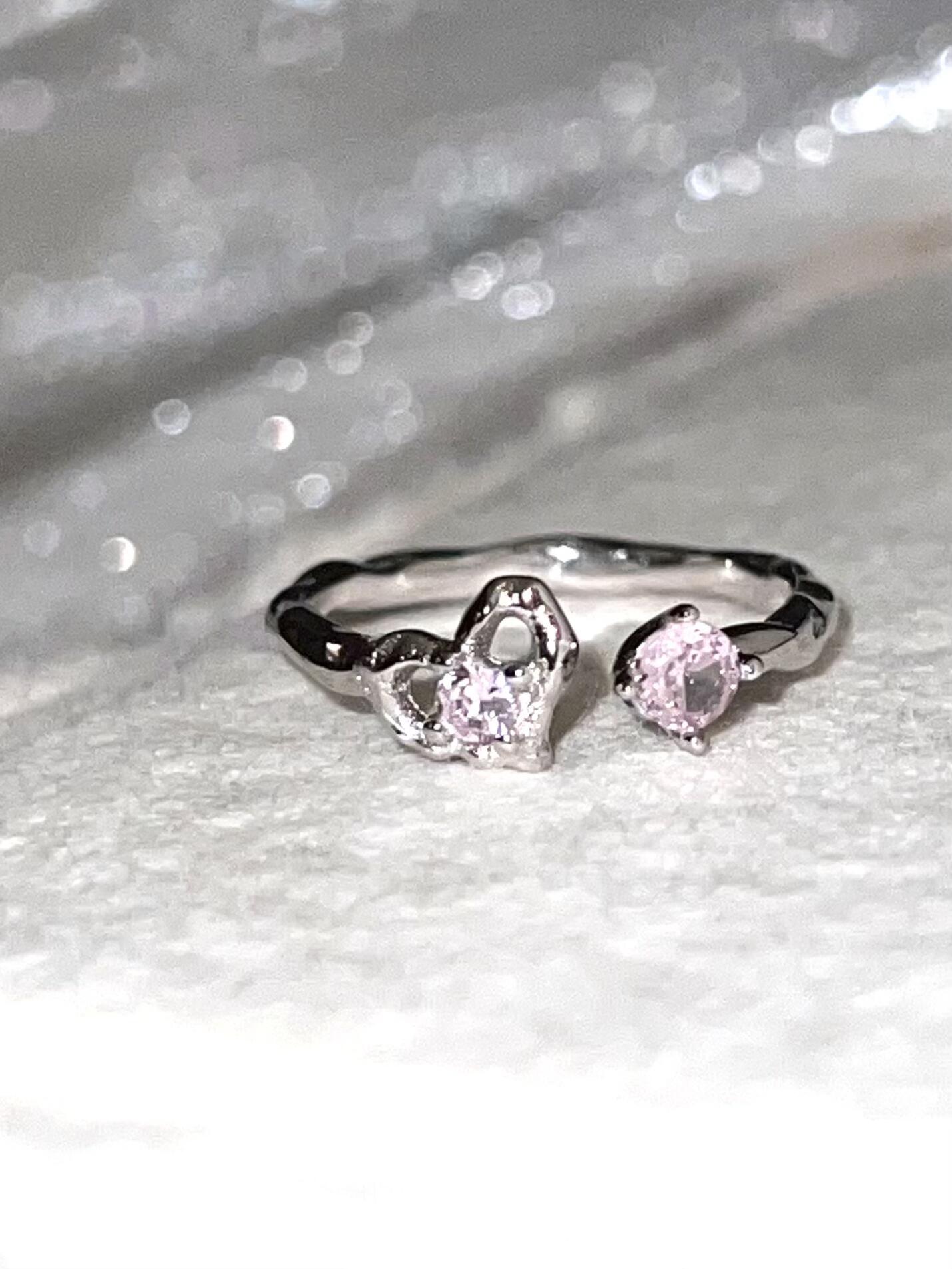 Pink Crystal Heart Ring